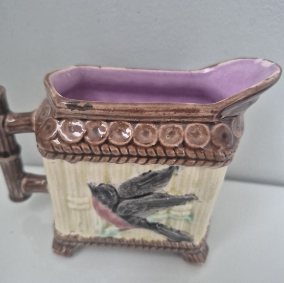 Other - Vintage Ceramic Pitcher with Bird DesignMajolica Etruscan bird & iris vintage.